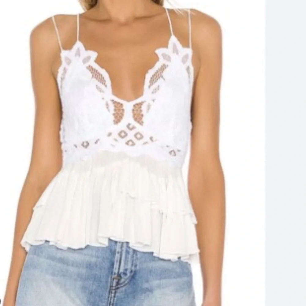 Free People Adella White Lace Tank Top - Picture 2 of 10